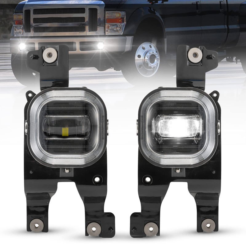 BUNKER INDUST LED Fog Lights for 2008 2009 2010 Ford F250/F350/F450 Super Duty, Bumper Driving Fog lamp Kit with Adapter Extension Harness - Image 1